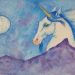 Deserto Arabo - Quest'opera rappresenta un unicorno arabo nel deserto del Sahara. E' stato realizzato con la tecnica dell'acquerello.